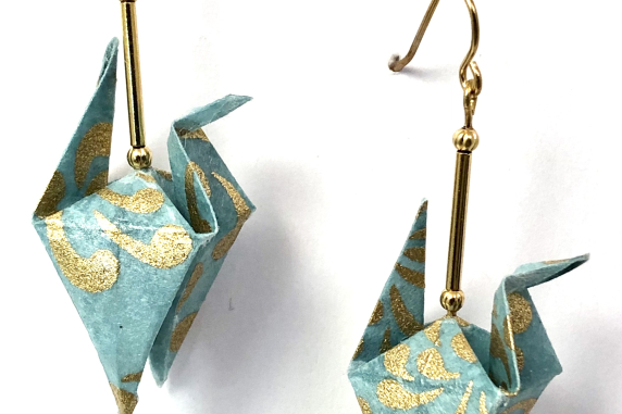 Gold on Turquoise Origami Inspired Earrings Gold on Turquoise Origami Inspired Earrings