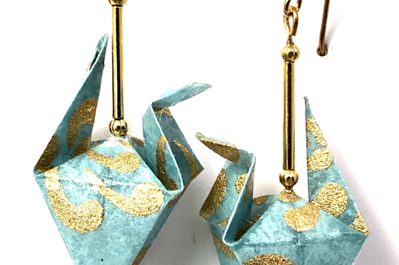 Gold on Turquoise Origami Inspired Earrings Gold on Turquoise Origami Inspired Earrings