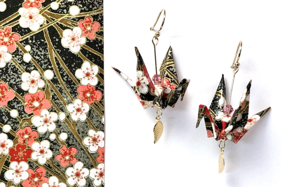 Origami Inspired Earrings with Gold Filled Leaf Dangles