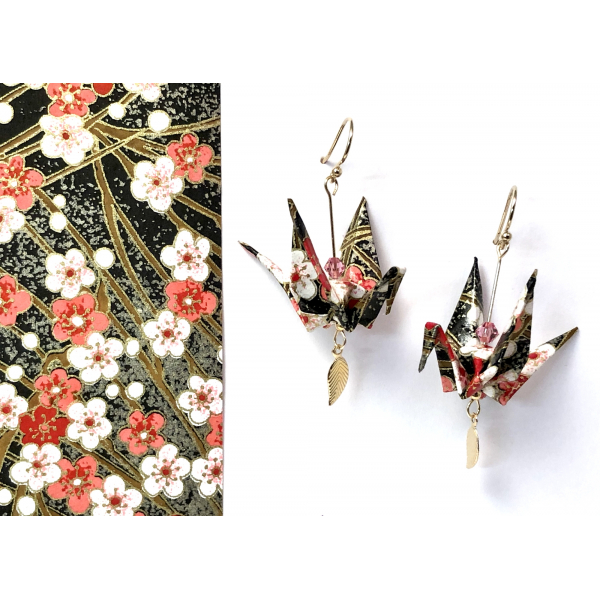 Origami Inspired Earrings with Gold Filled Leaf Dangles