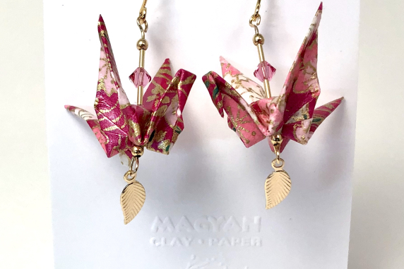 October earrings on card October earrings with 24K Gold filled Leaf Dangles