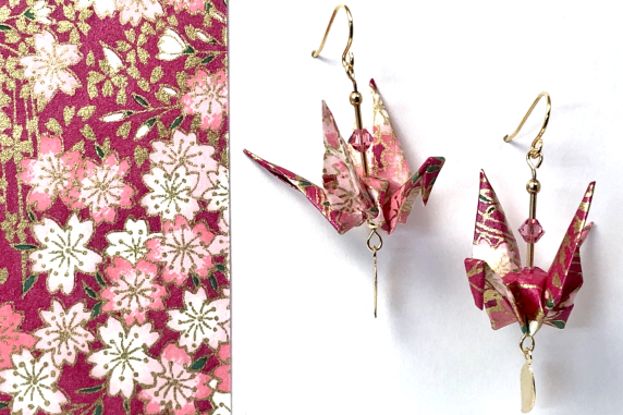 October earrings with paper sample October earrings with 24K Gold filled Leaf Dangles