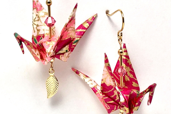 October earrings with Tourmaline Crystals October earrings with 24K Gold filled Leaf Dangles