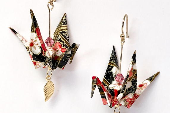 Origami Inspired Earrings with Gold Filled Leaf Dangles