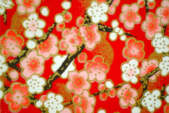 Pink Red White Blossom Japanese Yuzen paper Pink Red White Blossom Japanese Yuzen paper