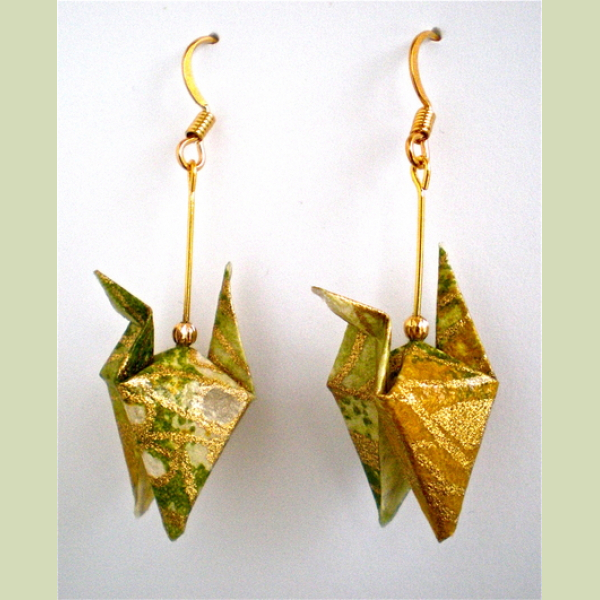 Origami Crane Earrings with wings down