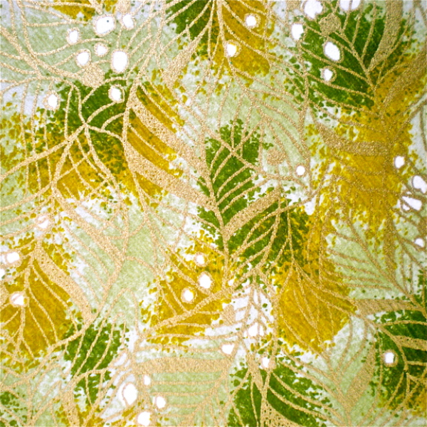 Leaves on Ochre Gold Japanese Yuzen paper