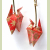 Gold Leaves on Red Origami Earrings