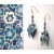 Big Blue Floral Japanese Yuzen paper w/ crane earrings