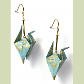 Gold on Turquoise Origami Inspired Earrings