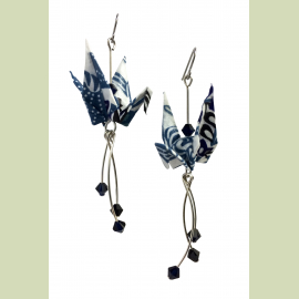 Origami Earrings with Indigo Crystals