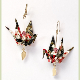 Origami Inspired Earrings with Gold Filled Leaf Dangles