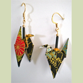 Origami Crane Earrings wings down