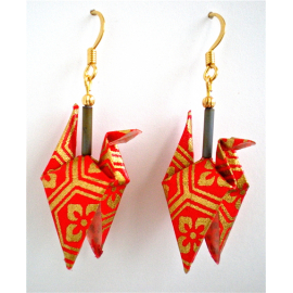 Origami Crane Earrings with wings down
