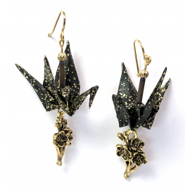 Origami Inspired Earrings with Sakura Charm