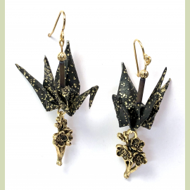 Origami Inspired Earrings with Sakura Charm Origami Inspired Earrings with Sakura Charm