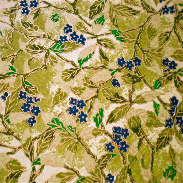 Dark Blue Blossoms on Green Leaves Japanese Yuzen paper