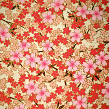 Pink Peach Blossoms on Off White
