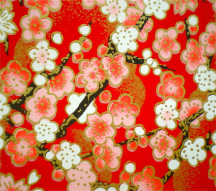 Pink Red White Blossoms Japanese Yuzen paper