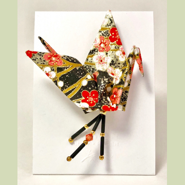 Black Floral Origami Inspired Pin
