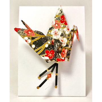 Black Floral Origami Inspired Pin