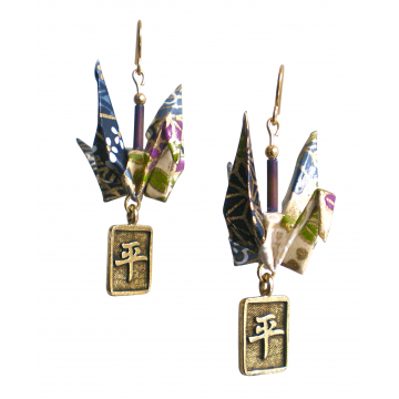 Origami Earrings with Peace Charm