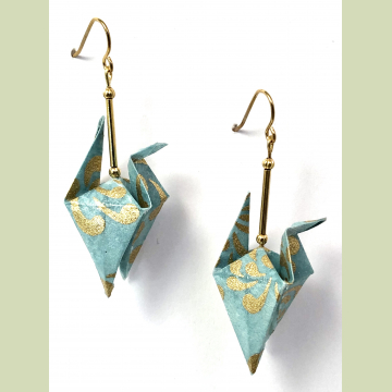 Gold on Turquoise Origami Inspired Earrings