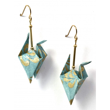 Gold on Turquoise Origami Inspired Earrings
