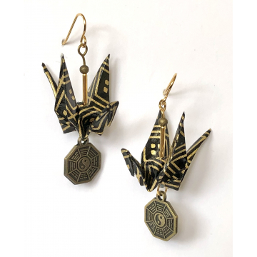 Black and Gold Origami Inspired Earrings