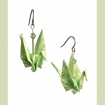 Spring Green Origami Inspired Earrings
