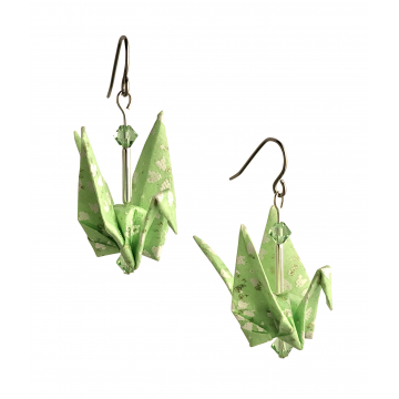 Spring Green Origami Inspired Earrings