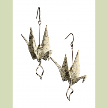 Silver Ivy Origami Inspired Earrings with Sterling Silver Dangle