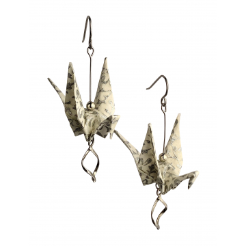 Silver Ivy Origami Inspired Earrings with Sterling Silver Dangle