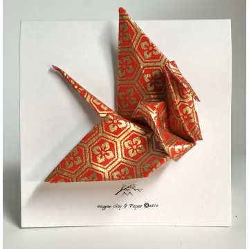 Red and Gold Origami Inspired Pin