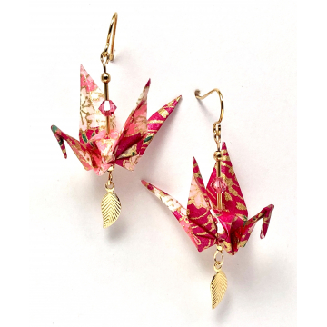 October Birthstone Collection Origami Inspired Earrings with Gold Filled Leaf Dangles
