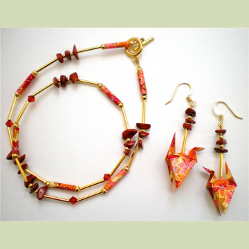 Autumn Maple & Red Jasper Earring and Necklace Set Autumn Maple & Red Jasper Earring and Necklace Set