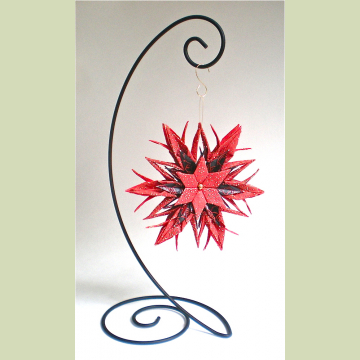 Red and Black Paper Star with ornament stand
