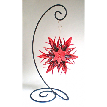 Red and Black Paper Star with ornament stand