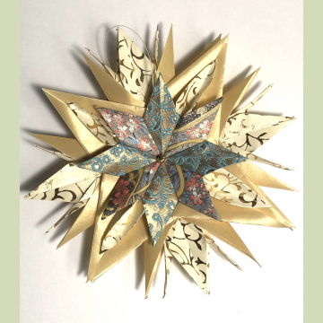 Gold on Ivory Vine Origami Inspired Paper Star