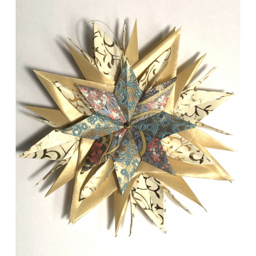 Gold on Ivory Vine Origami Inspired Paper Star