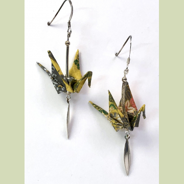 Spring Garden Origami Inspired Earrings with Sterling Silver Dangles