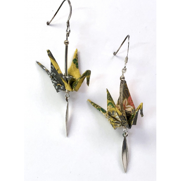 Spring Garden Origami Inspired Earrings with Sterling Silver Dangles