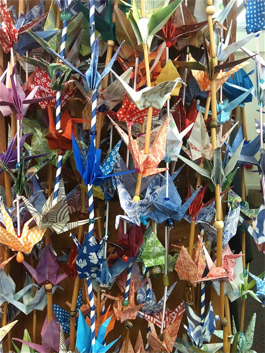 cranes folded at Dormont Library